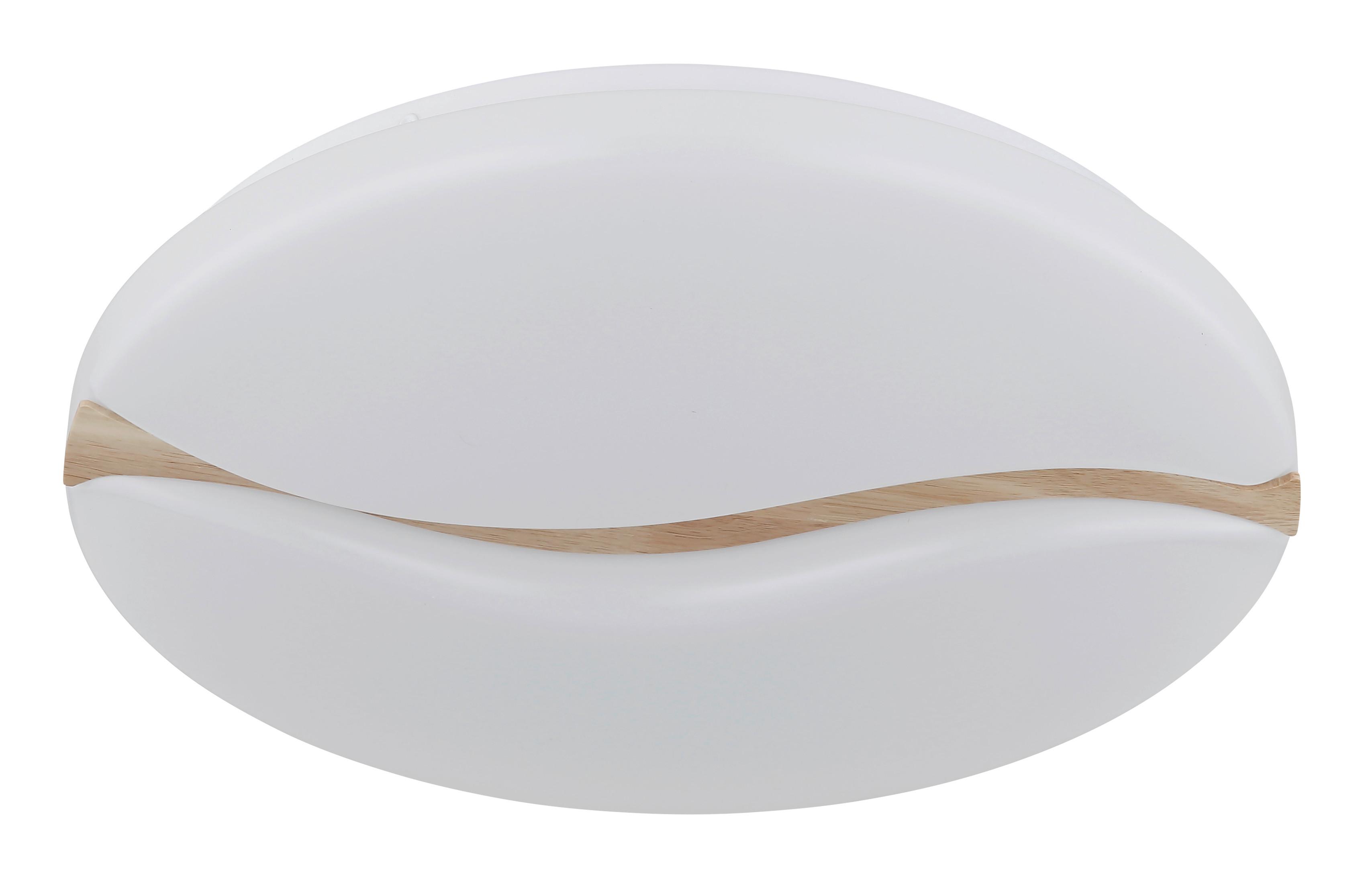 LED-DECKENLEUCHTE 41790-18 LETICIA - Weiss/Braun, Basics, Holz/Kunststoff (33/7cm) - Globo