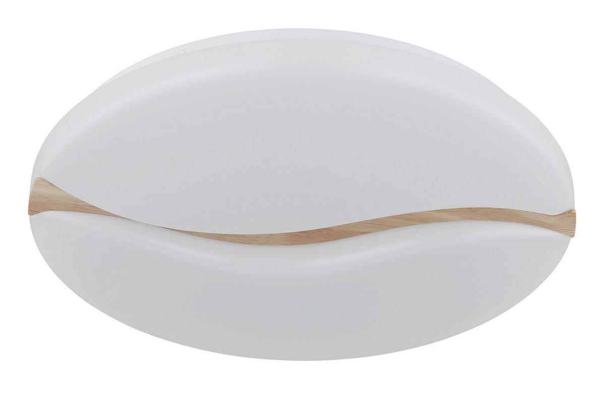 LED-DECKENLEUCHTE 41790-18 LETICIA - Weiss/Braun, Basics, Holz/Kunststoff (33/7cm) - Globo