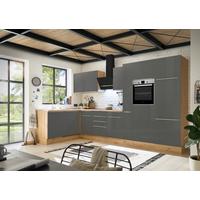 Eckküche Marleen mit Geräten Grau ca. 370x170 cm - Anthrazit/Alufarben, LIFESTYLE, Holzwerkstoff/Kunststoff (170/370cm) - Respekta