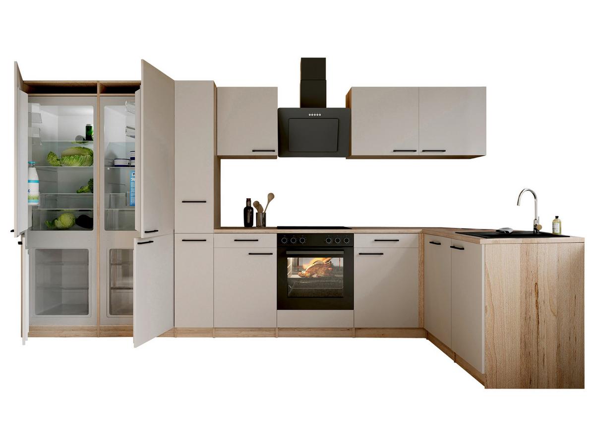 Eckküche Merle m. Geräten ca. 370x172cm Kaschmir - Kaschmir/Eichefarben, Trend, Holzwerkstoff/Metall (370/172cm) - Respekta