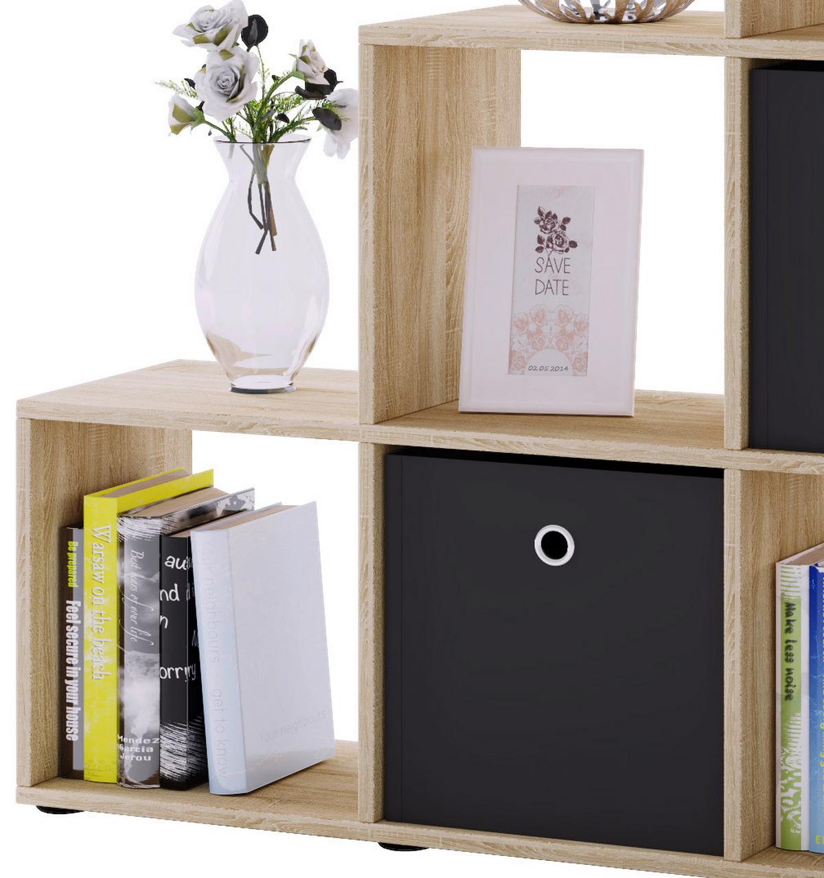 Standregal in Eichefarbe Nitas - Eichefarben/Schwarz, KONVENTIONELL, Holzwerkstoff/Kunststoff (107,5/104,5/29cm) - MID.YOU