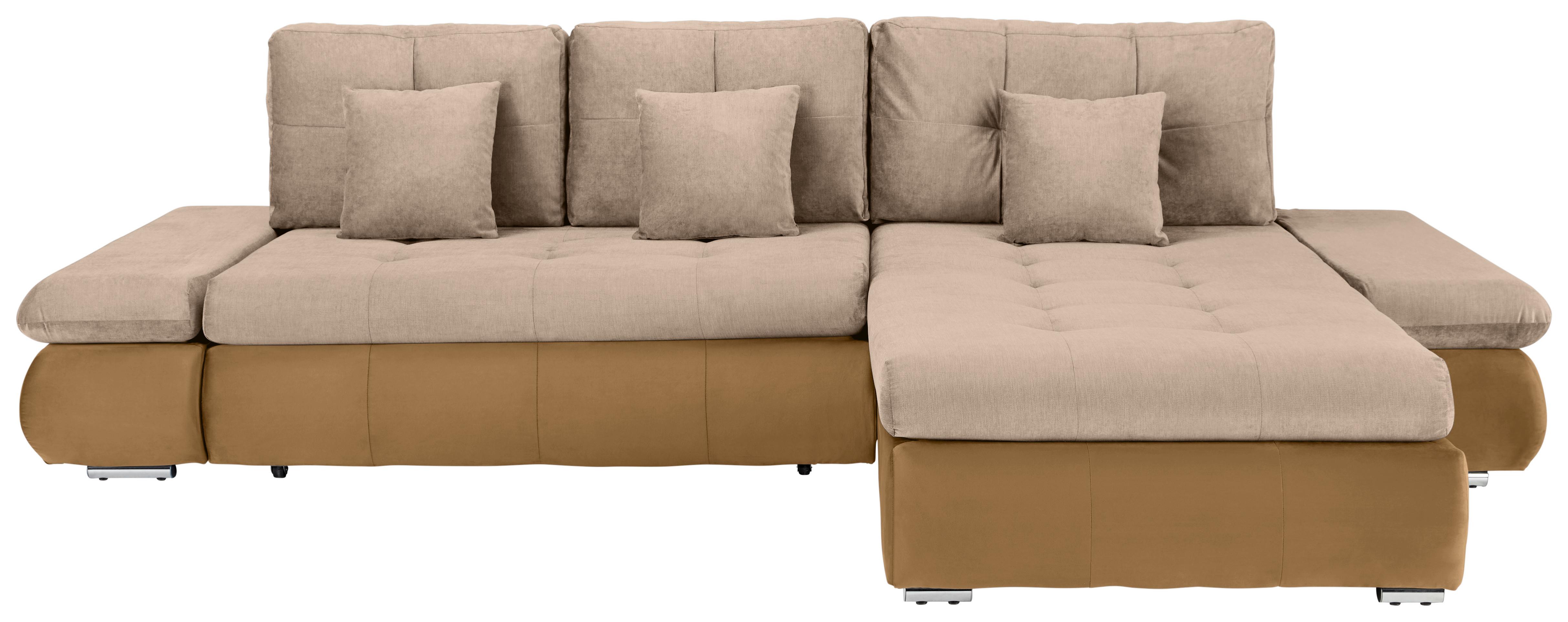 Wohnlandschaft Enrico Beige - Chromfarben/Beige, KONVENTIONELL, Kunststoff/Textil (303/88/185cm) - Mömax