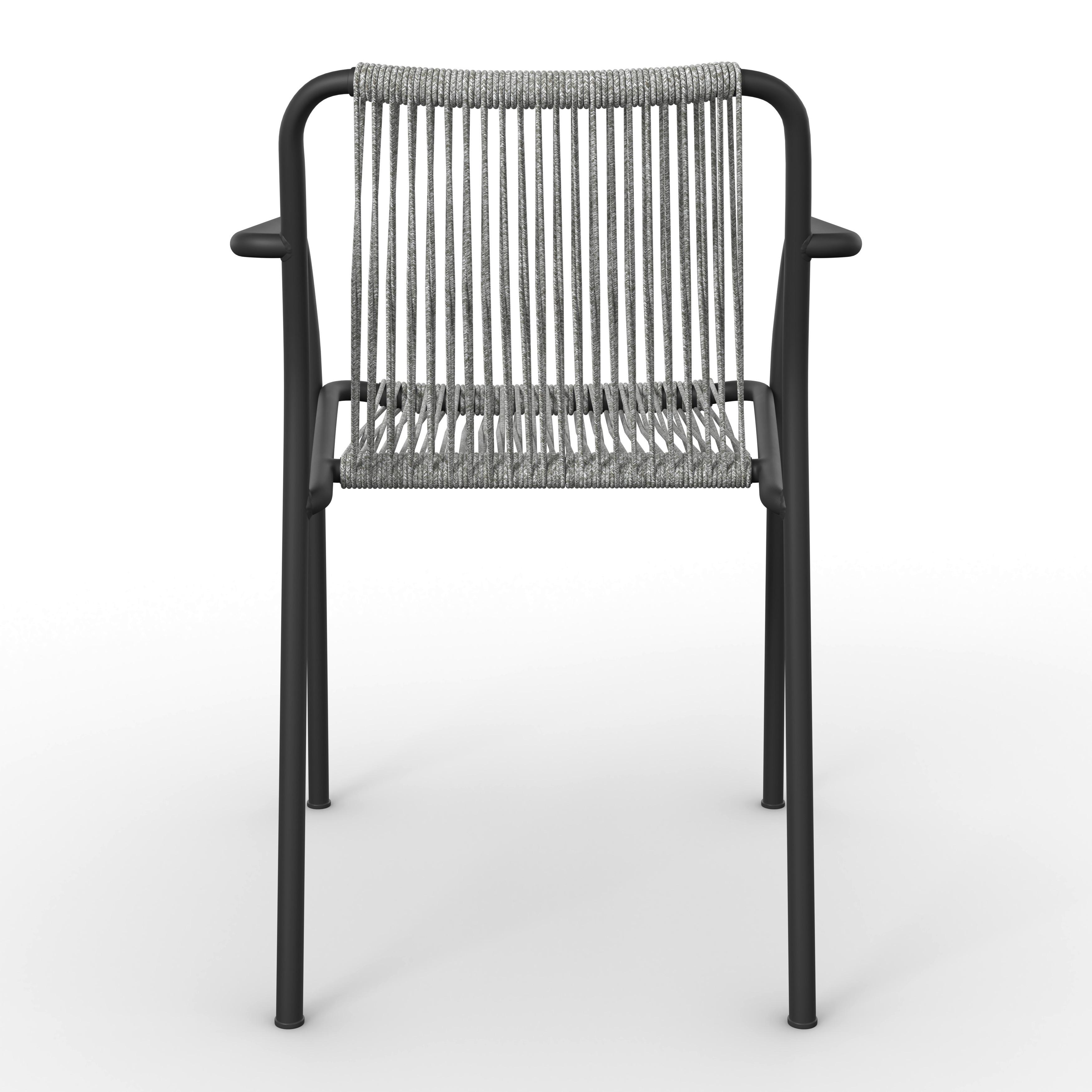 TRÄDGÅRDSSTOLAR SET NARDO - ljusgrå/svart, Modern, metall/textil (55/82/58cm) - Bessagi Garden
