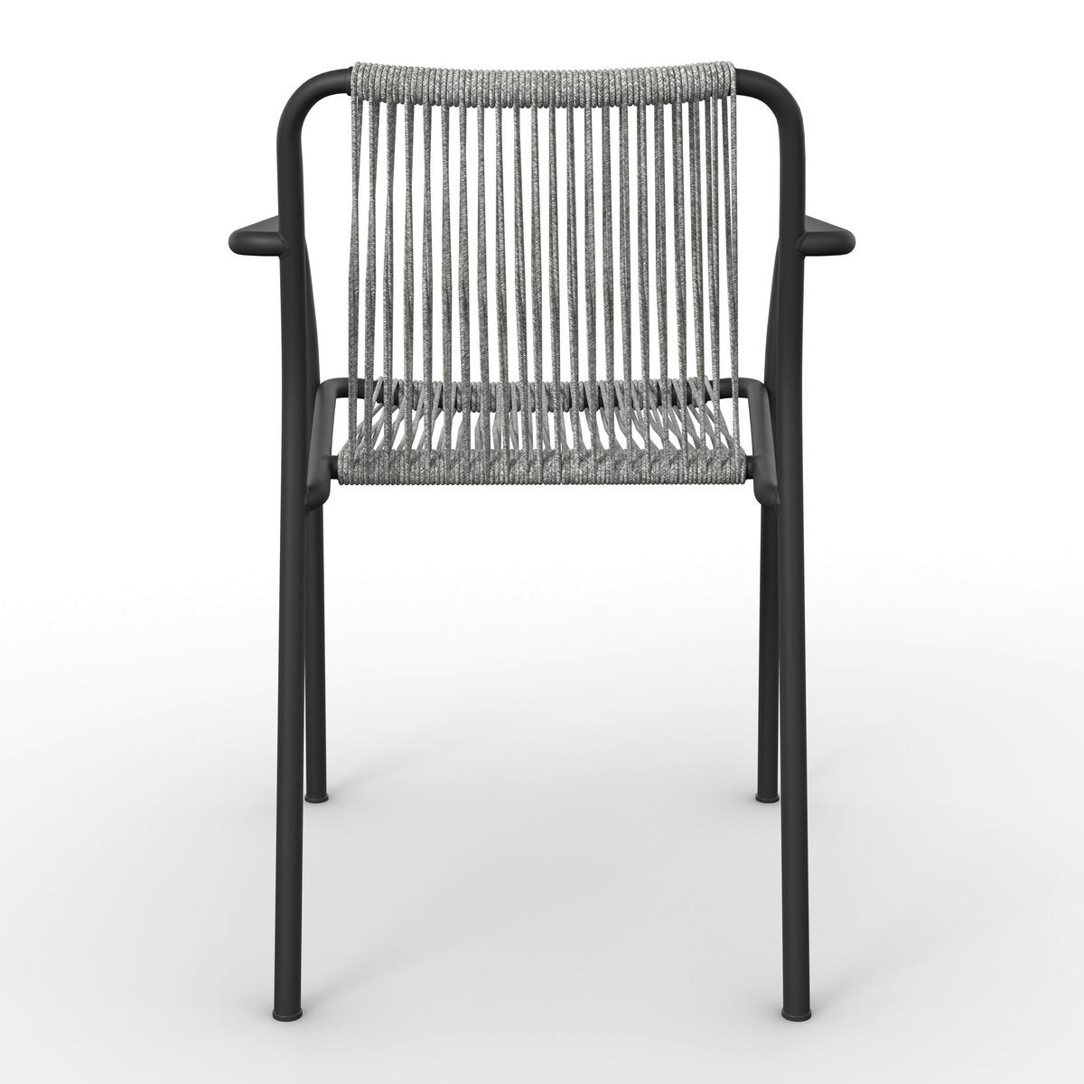 Gartensessel-Set 2-er Hellgrau aus Textil/Metall - Hellgrau/Schwarz, MODERN, Kunststoff/Textil (55/82/58cm) - Bessagi Garden