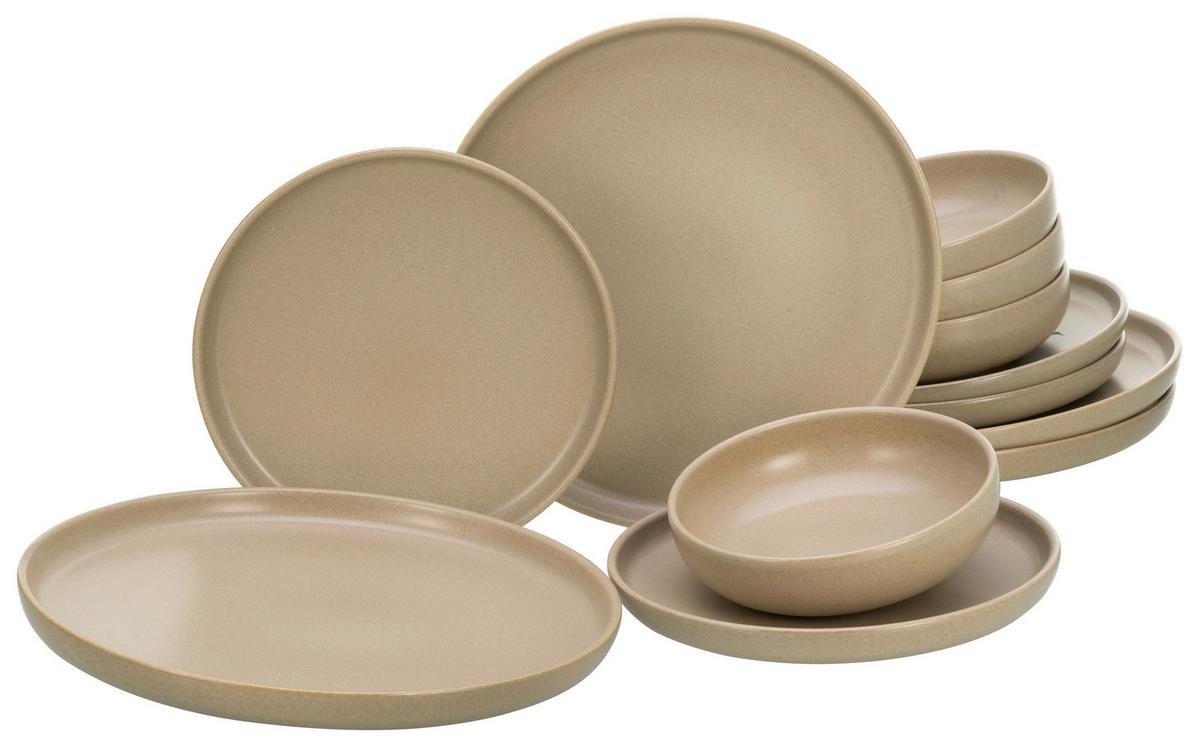 Jedilni Servis Uno Sand, 12-Delni - peščene barve, Trend, keramika - Creatable