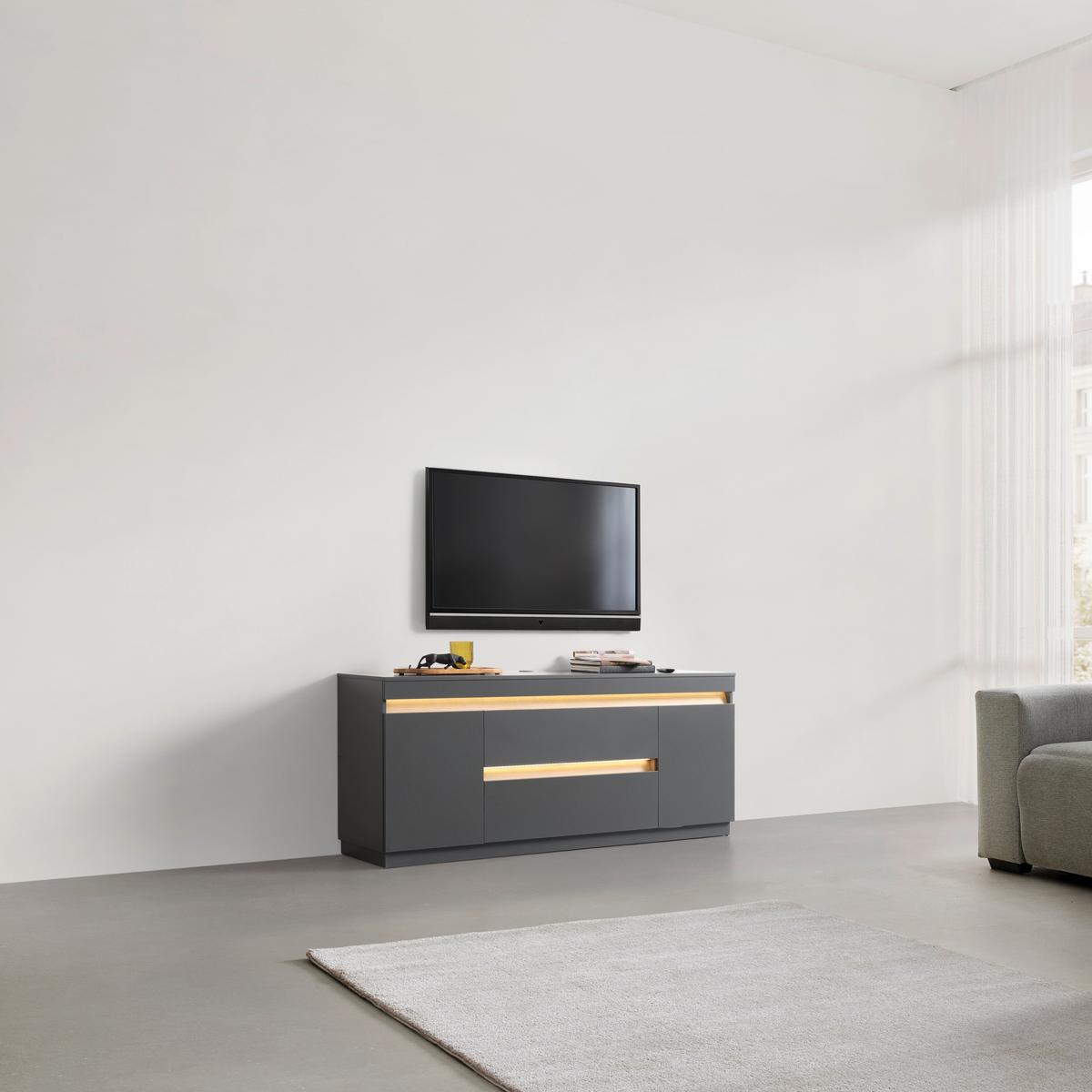 TV-Element Samu Anthrazit/Eichefarben - Eichefarben/Anthrazit, MODERN, Holzwerkstoff/Kunststoff (180/74/40cm) - Mömax