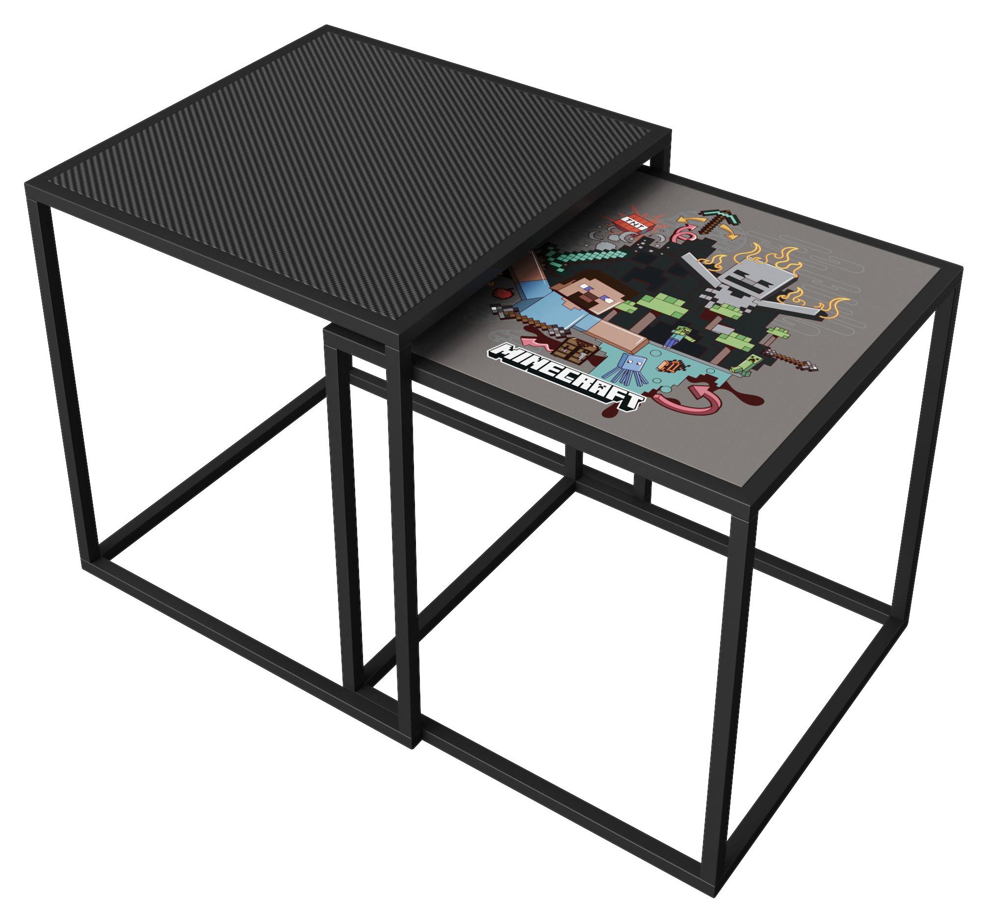 Beistelltisch-Set Minecraft 2er-Set Schwarz - Schwarz, MODERN, Holzwerkstoff/Metall (45/48/45cm) - Minecraft