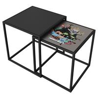 Beistelltisch-Set Minecraft 2er-Set Schwarz - Schwarz, MODERN, Holzwerkstoff/Metall (45/48/45cm) - Minecraft