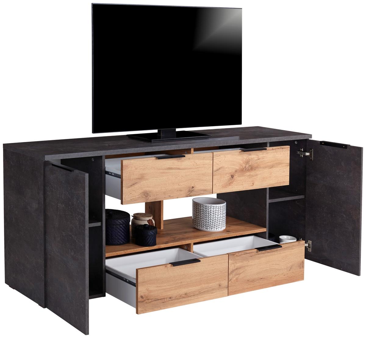 Masă pentru televizor Bernd - gri, Modern, material pe bază de lemn (180/70/40cm) - Modern Living