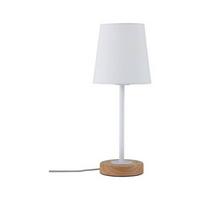 Tischleuchte Stellan in Braun/Weiß max. 20 Watt - Weiß/Braun, Design, Holz/Textil (15,5/40cm) - Paulmann