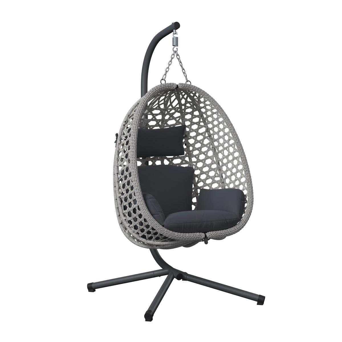 Viseč Stol Amy, Siva - temno siva/naravne barve, Moderno, kovina/umetna masa (95/196/103cm) - Mömax