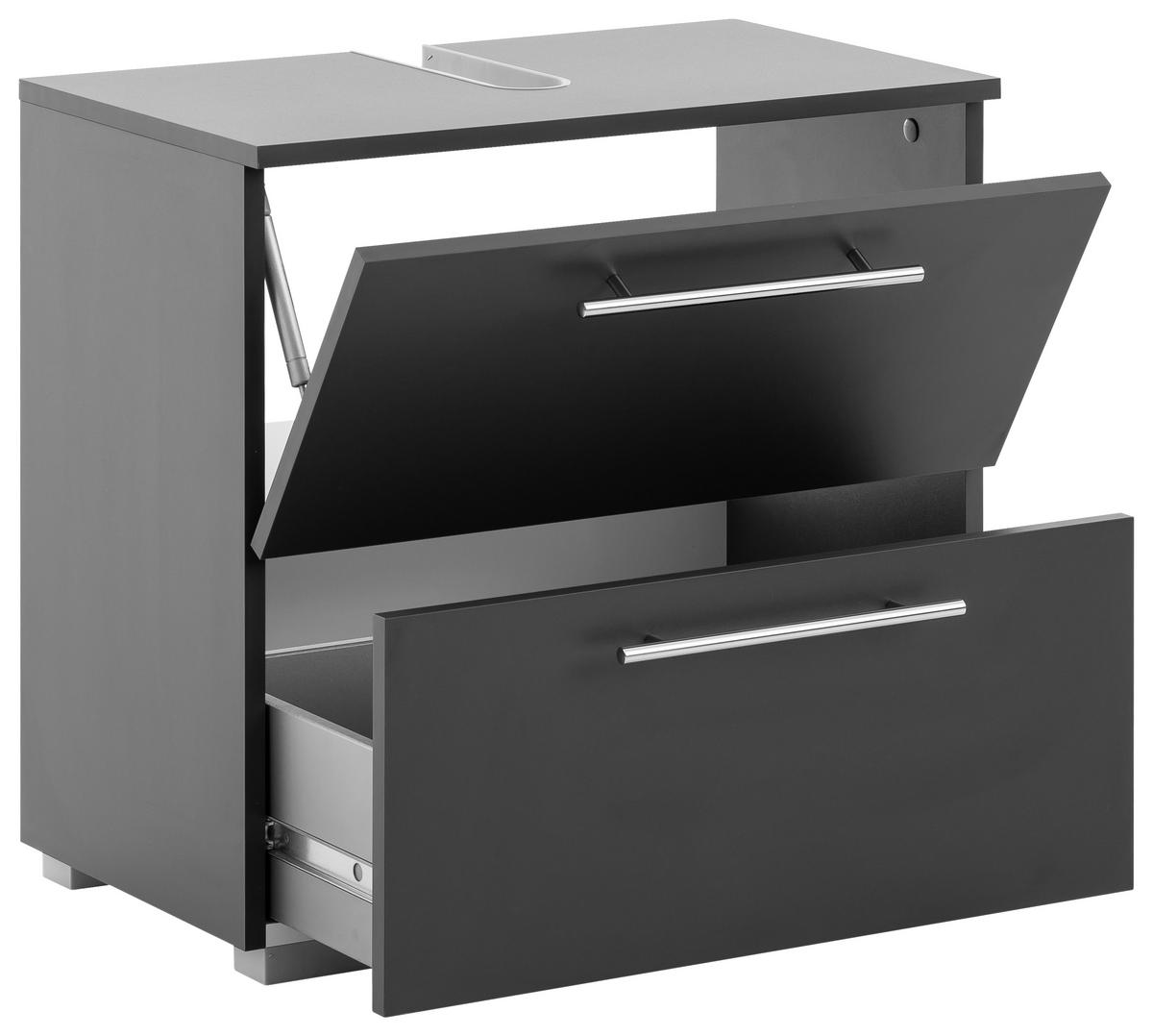 Waschbeckenunterschrank Carlos Anthrazit - Chromfarben/Anthrazit, KONVENTIONELL, Holzwerkstoff/Metall (60,2/59,1/35cm) - MID.YOU