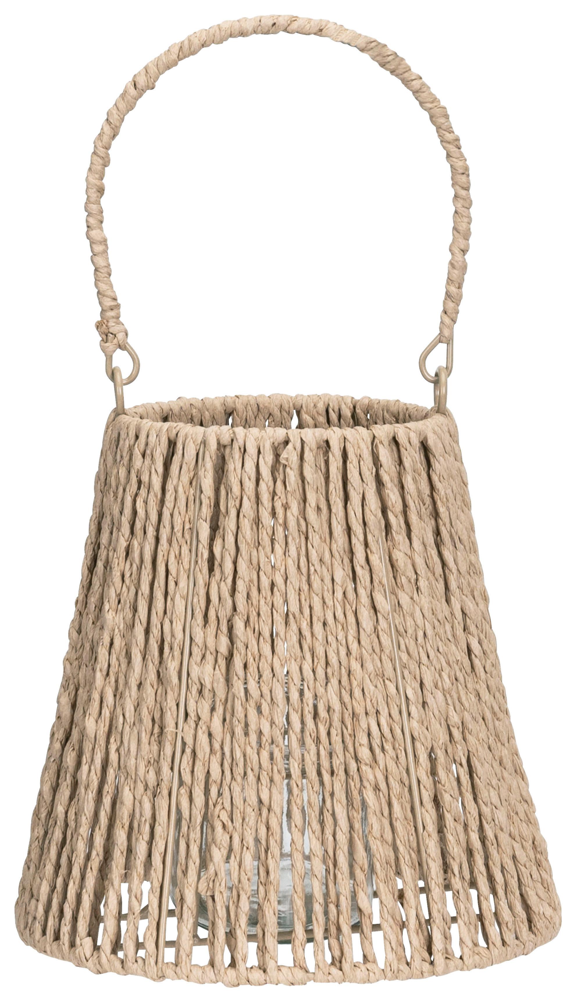 Lámpás Stripe - natúr, Üveg/fém (20/20/20cm) - Modern Living