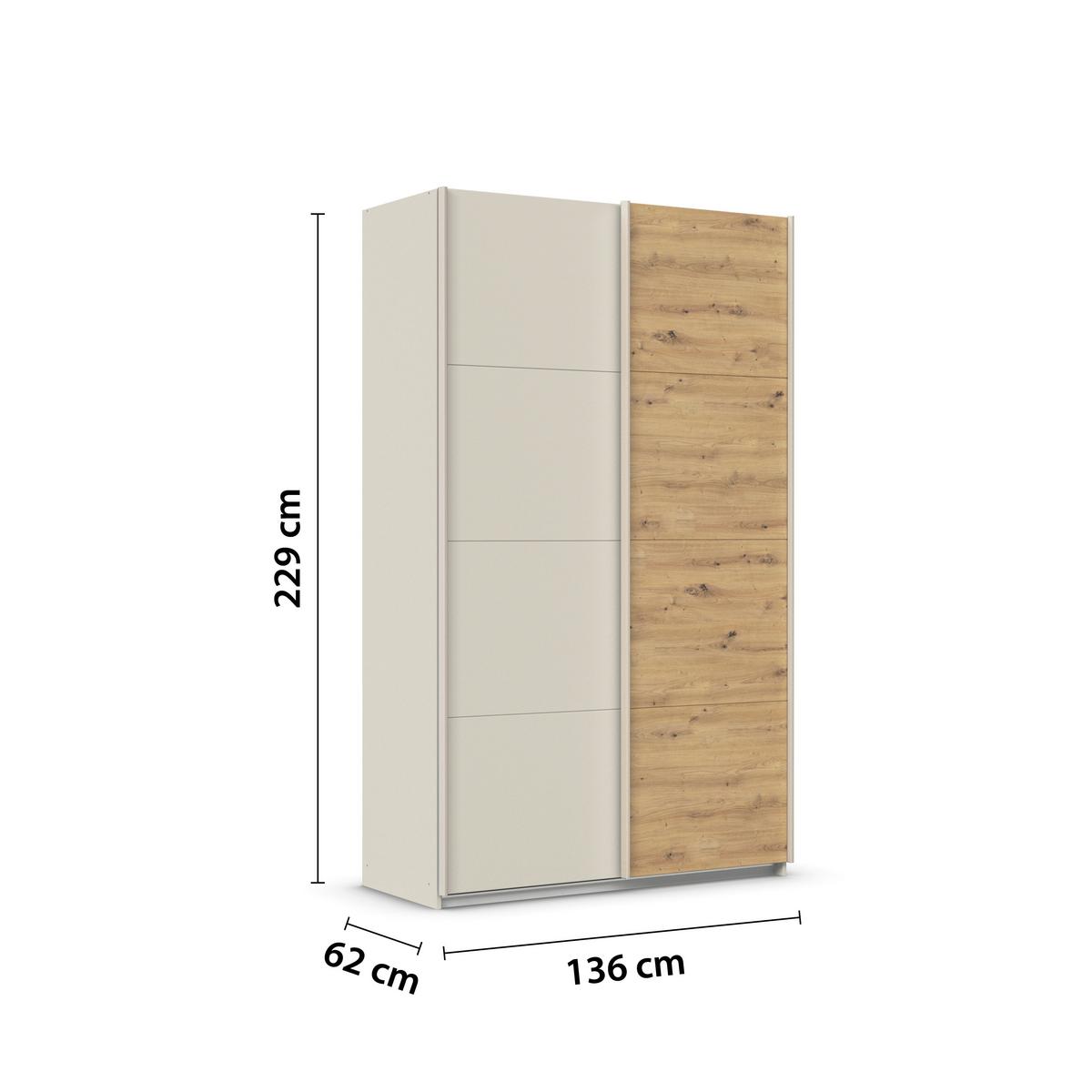 Ormar S Kliznim Vratima Feldkirch - hrast Artisan/boje šampanjca, Trend, drvni materijal (136/229/61cm) - Modern Living