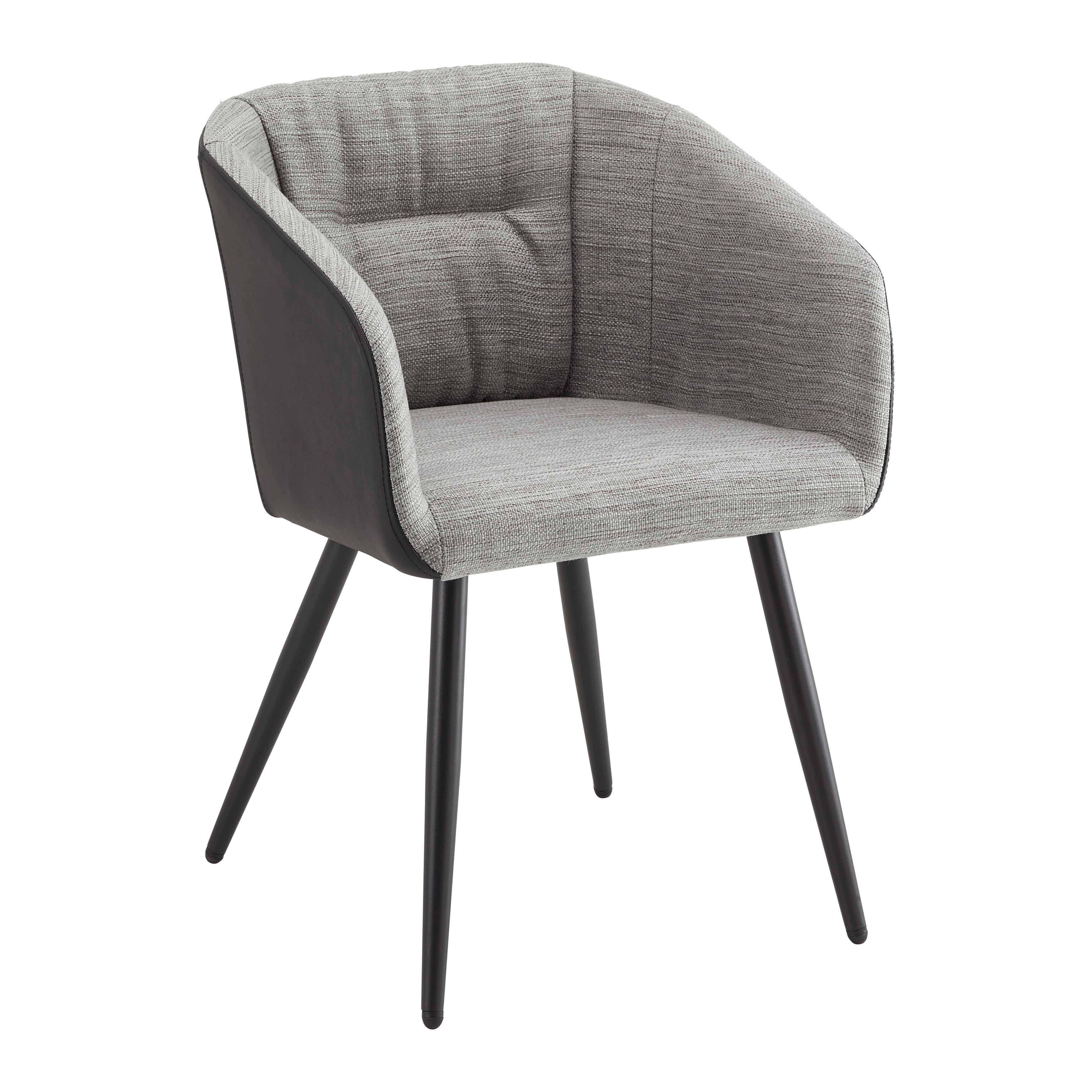 KRZESŁO Z PODŁOKIETNIKAMI BIANCO - czarny/szary, Modern, skóra/metal (55,5/75,5/58cm) - Bessagi Home