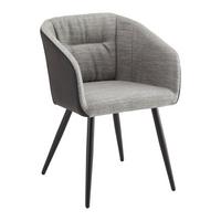 KRZESŁO Z PODŁOKIETNIKAMI BIANCO - czarny/szary, Modern, skóra/metal (55,5/75,5/58cm) - Bessagi Home