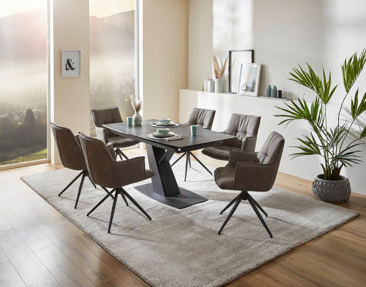 KRZESŁO Z PODŁOKIETNIKAMI OSAKA - czarny/ciemnoszary, Design, metal/tkanina (59/89,5/63cm) - Novel