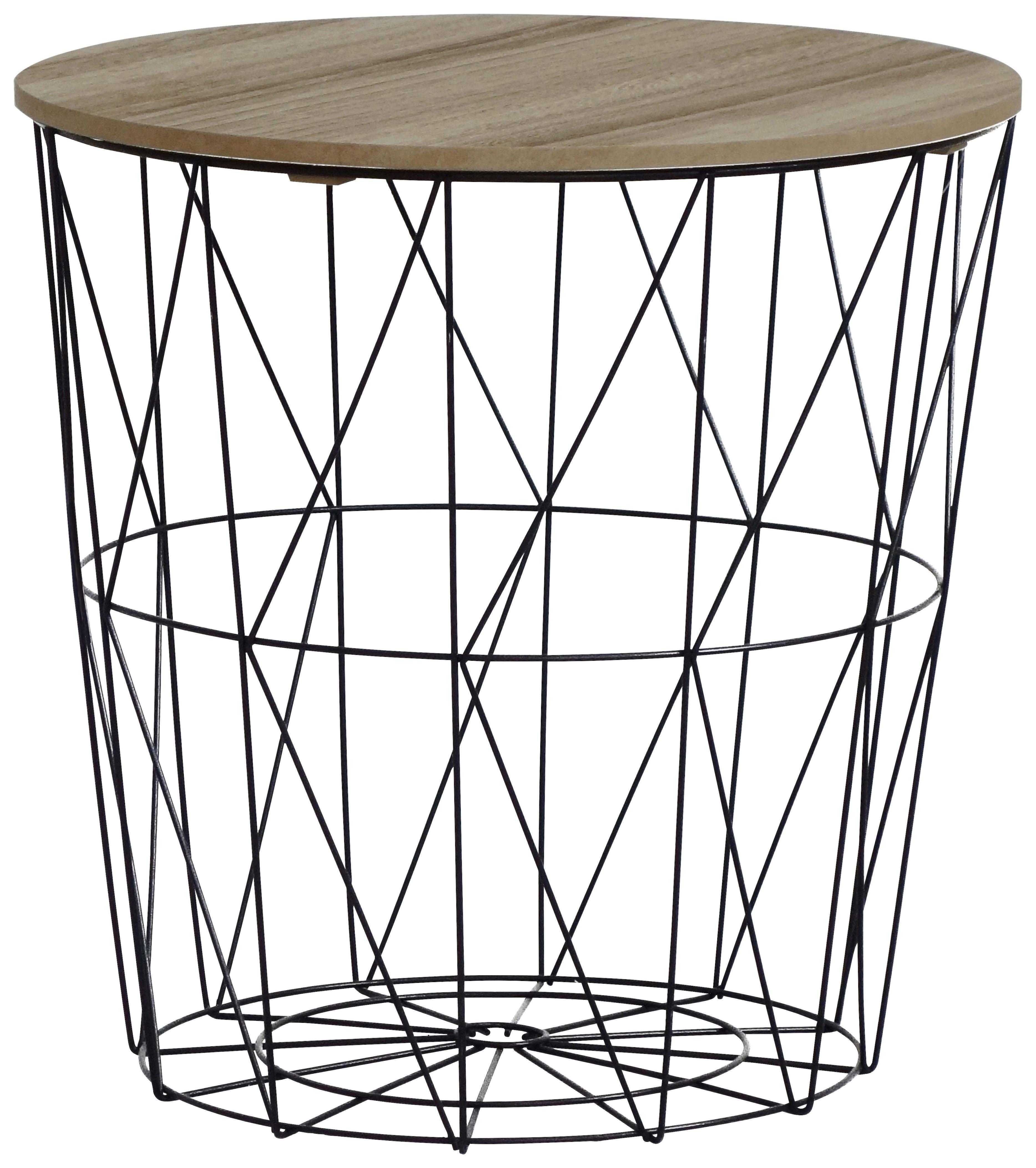 STOLIK BOCZNY 919281 - kolor naturalny/czarny, Design, materiał drewnopochodny/metal (40/40/41cm) - Ambia Home