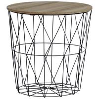 STOLIK BOCZNY 919281 - kolor naturalny/czarny, Design, materiał drewnopochodny/metal (40/40/41cm) - Ambia Home