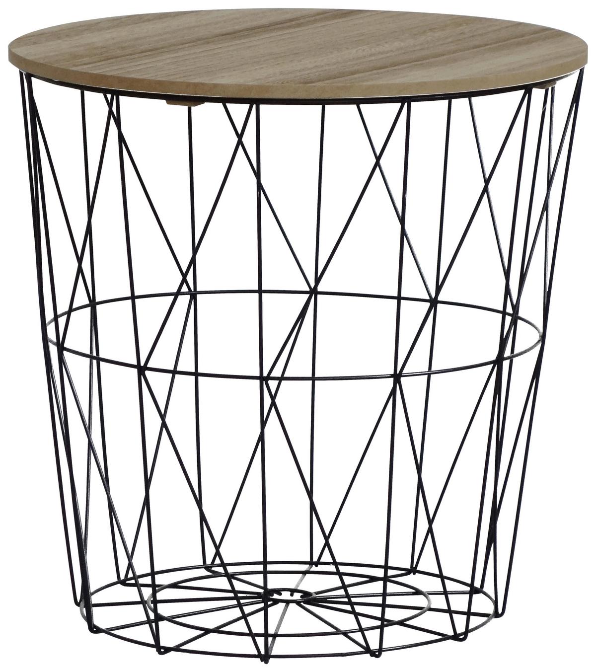 STOLIK BOCZNY 919281 - kolor naturalny/czarny, Design, materiał drewnopochodny/metal (40/40/41cm) - Ambia Home