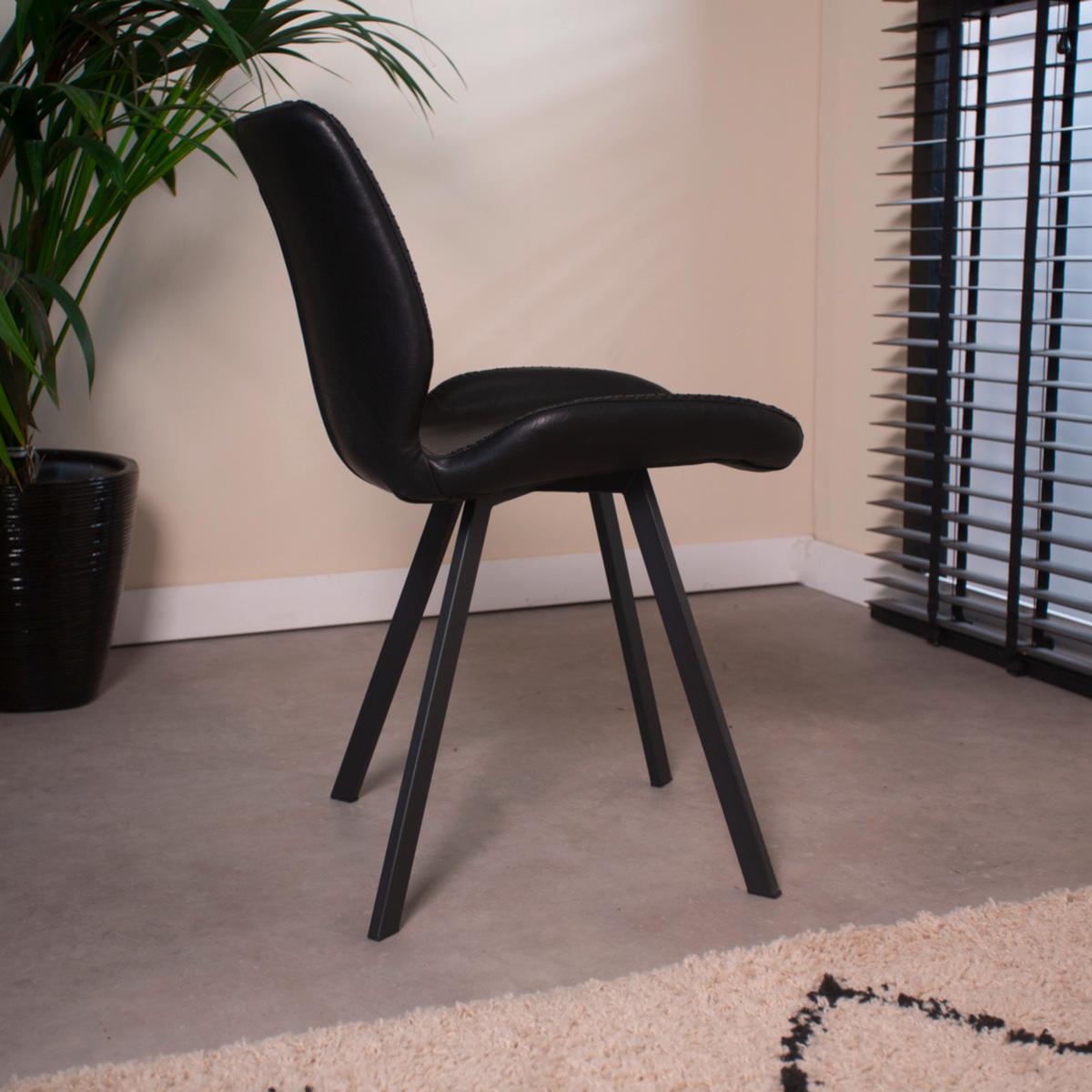 Stuhl-Set Barona 4er-Set Schwarz Lederlook - Schwarz, MODERN, Textil/Metall (44/80/55cm) - MID.YOU