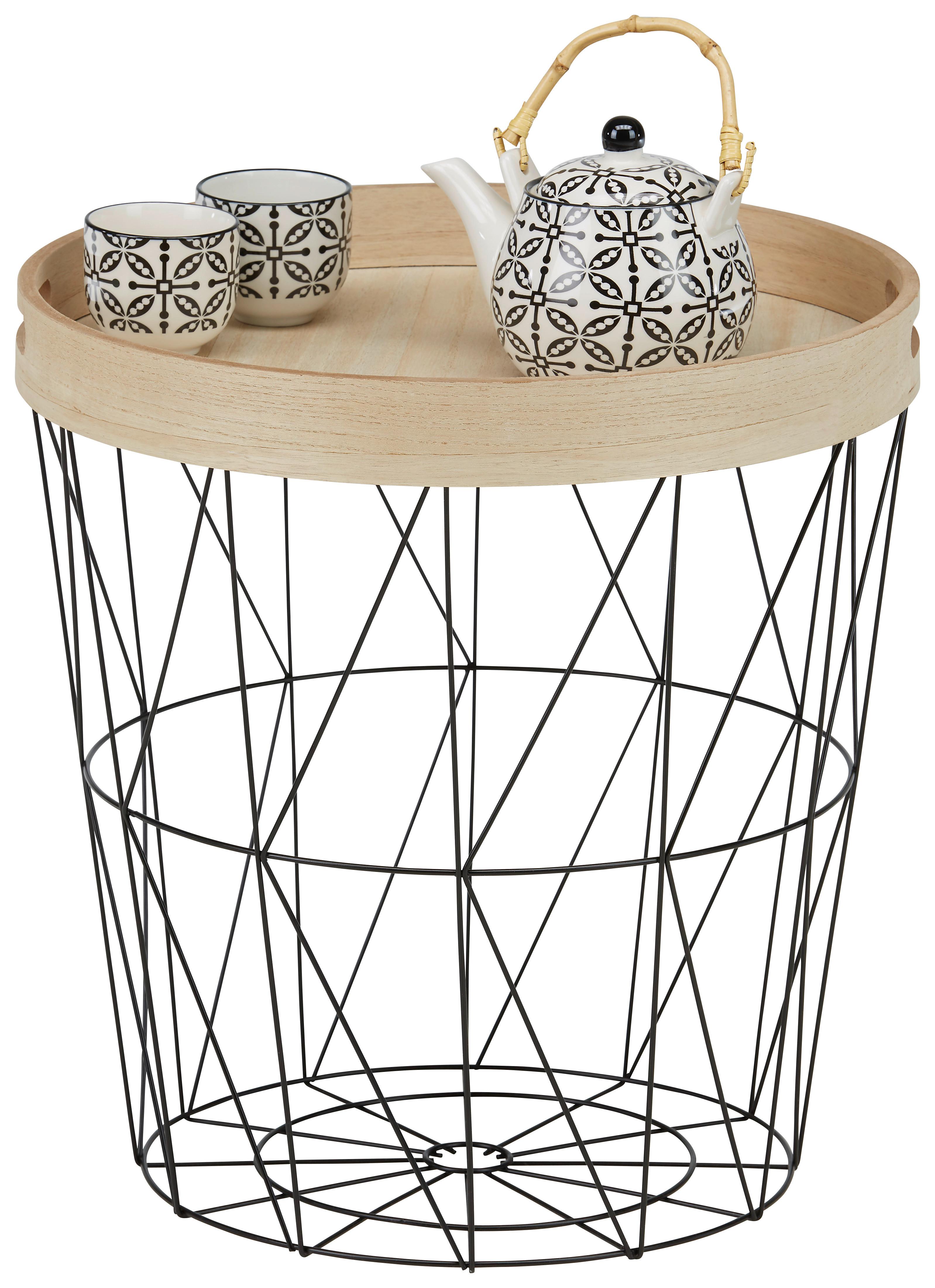Beistelltisch Naturfarben/Schwarz - Schwarz/Naturfarben, Modern, Holzwerkstoff/Metall (40/42/40cm) - Modern Living