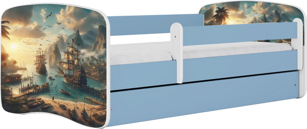 Otroška Postelja Babydreams, Bela, Modra, 80x160cm - modra/bela, Moderno, tekstil/leseni material (80/160cm) - MID.YOU