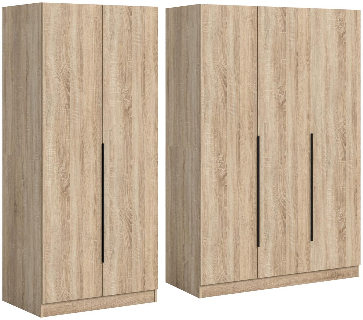 Drehtürenschrank KOPENHAGEN ca.200x181x52cm Sonoma Eiche - Schwarz/Sonoma Eiche, MODERN, Holzwerkstoff/Kunststoff (200/181/52cm) - MID.YOU