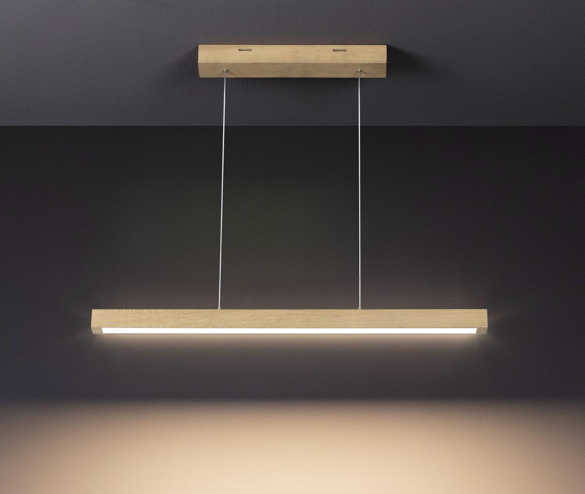 LAMPA WISZĄCA LED LU1509874FSC "SMAL" - kolor dębowy, Natur, drewno (100/6/110cm) - Dieter Knoll