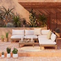 Loungegarnitur Chris Akazie/Beige Echtholz - Beige/Akaziefarben, MODERN, Holz (80/80/26cm) - Mömax