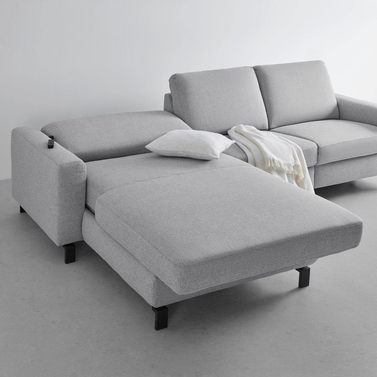 Wohnlandschaft Corvara Plus Grau - Schwarz/Grau, MODERN, Textil/Metall (286/91/187cm) - Premium Living