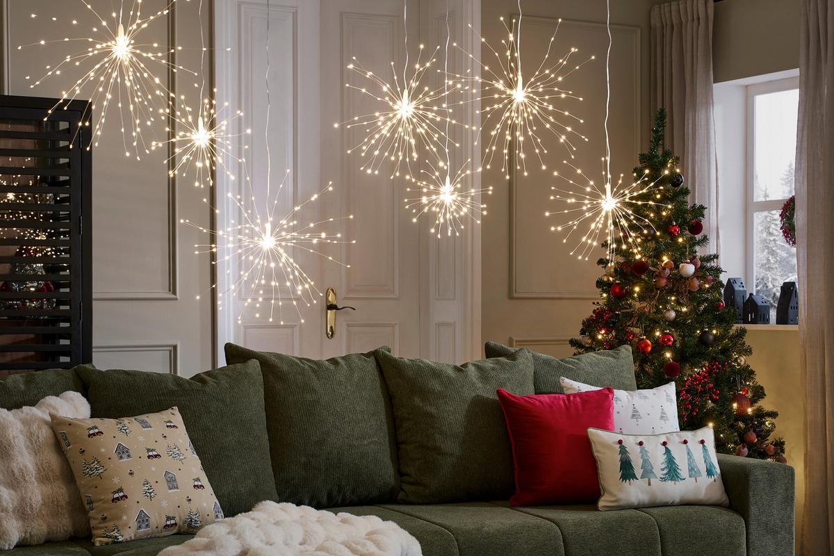 Díszpárna Snowflake 45/45 - piros/aranyszínű, textil (45/45cm) - Mömax
