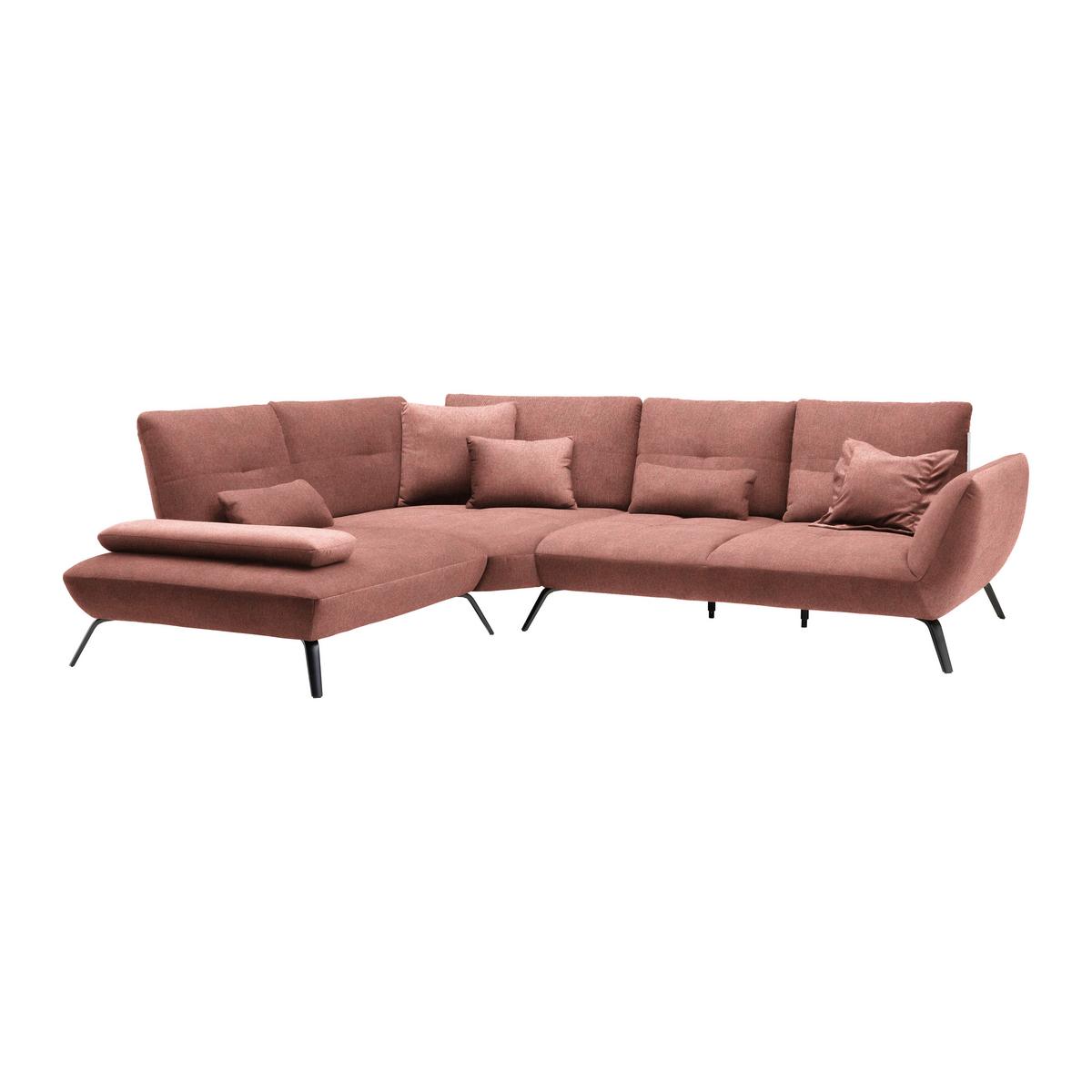 Wohnlandschaft Trendy Altrosa - Altrosa/Schwarz, MODERN, Holzwerkstoff/Textil (250/93/310cm) - Premium Living