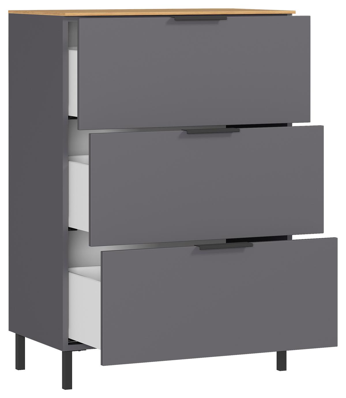 Kommode California in Eichenfarben/Graphit - Eichefarben/Graphitfarben, Modern, Holzwerkstoff/Metall (68/98/40cm) - Premium Living