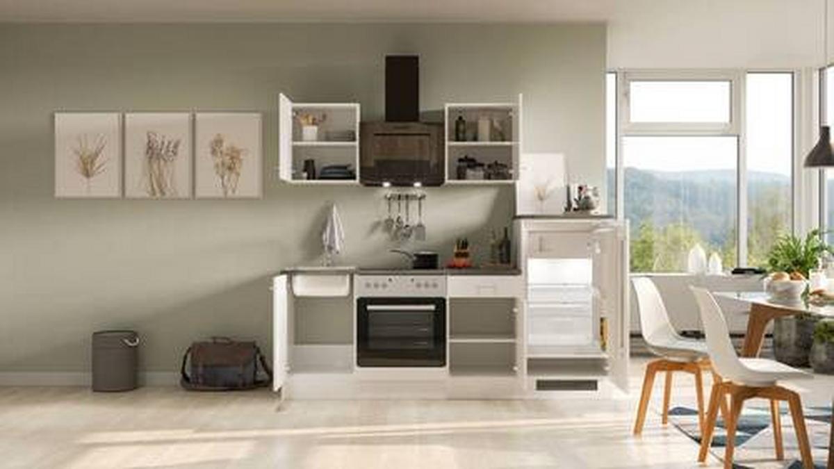 Kuhinjski Blok Z Aparati Lucca, Bela - bela/barve aluminija, Moderno, umetna masa/leseni material (220cm) - FlexWell