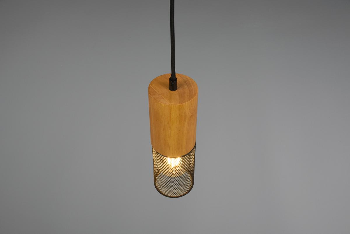 Schienensystem-Hängeleuchte Duoline-Tosh max. 25 Watt - Schwarz, Natur, Holz/Metall (8,0/180cm) - Trio Leuchten
