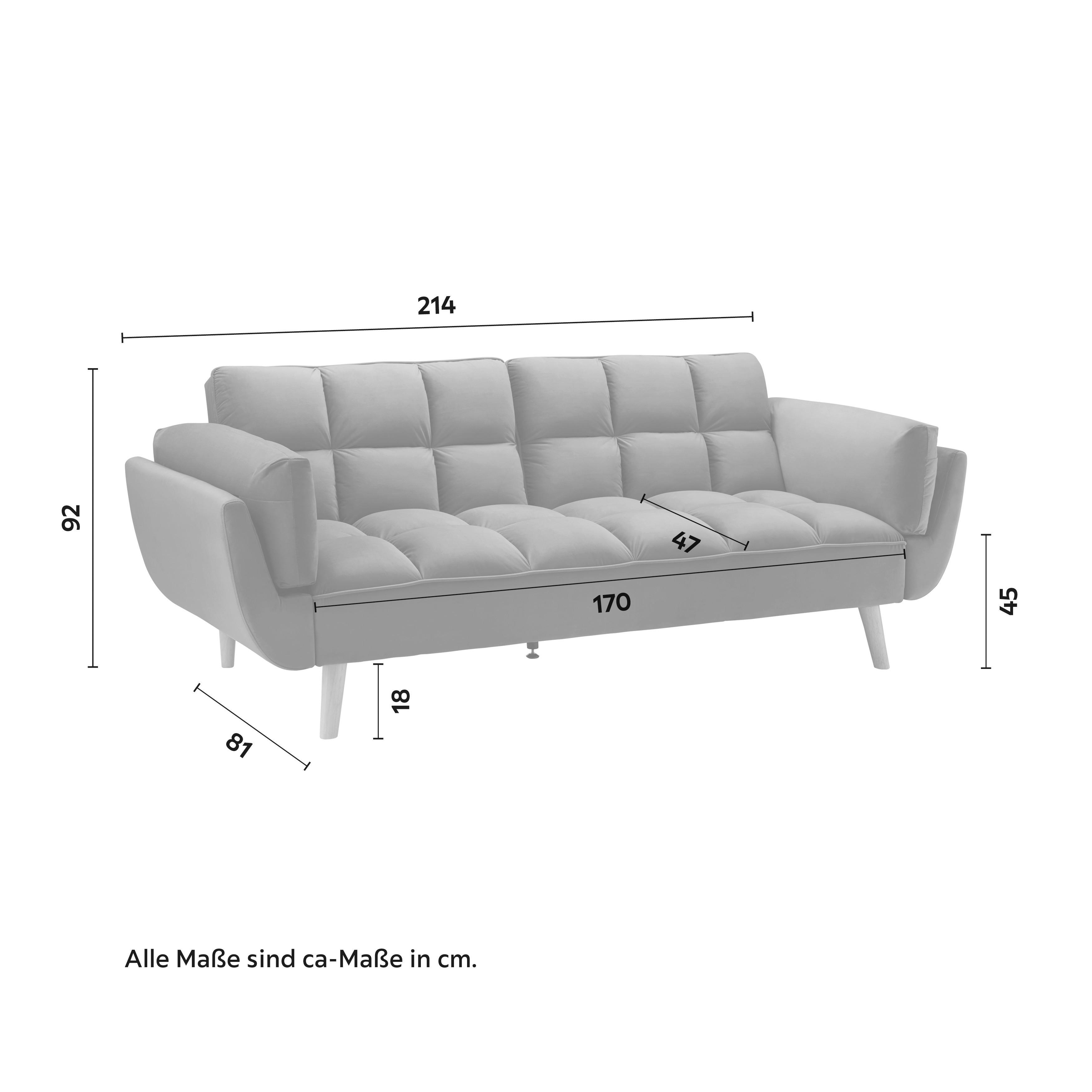 BÄDDSOFFA CORA - blå/naturfärgad, Modern, trä/textil (214/92/81cm) - Bessagi Home