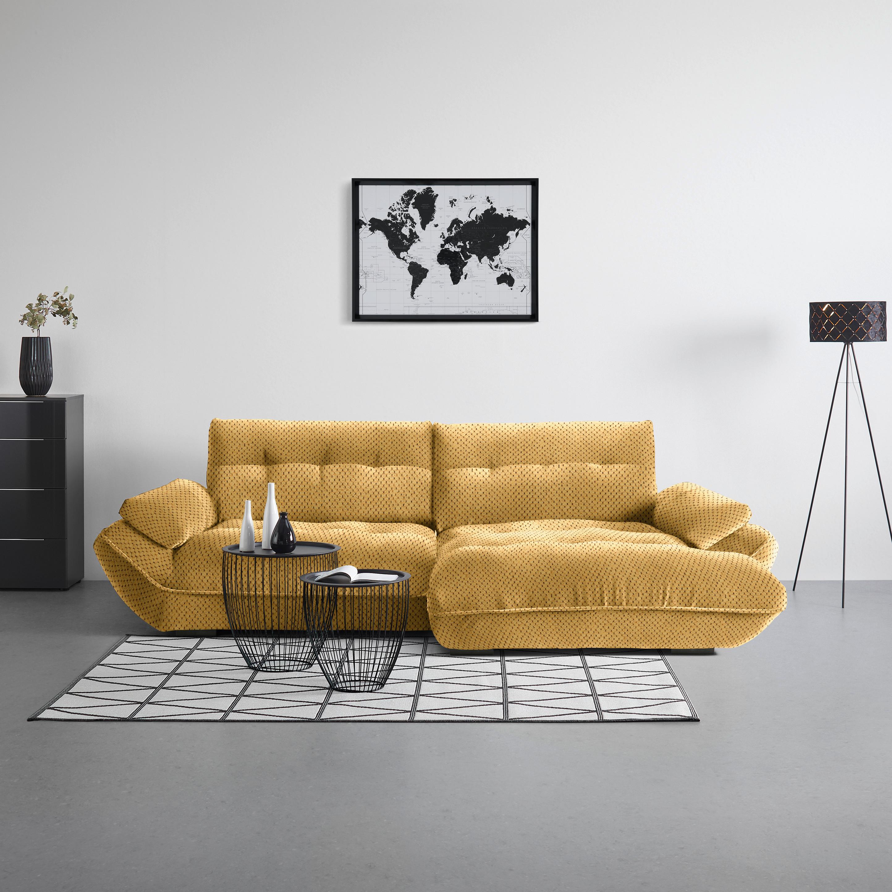 Wohnlandschaft Vivo Senfgelb - Senfgelb/Schwarz, MODERN, Kunststoff/Textil (317/63/179cm) - Premium Living