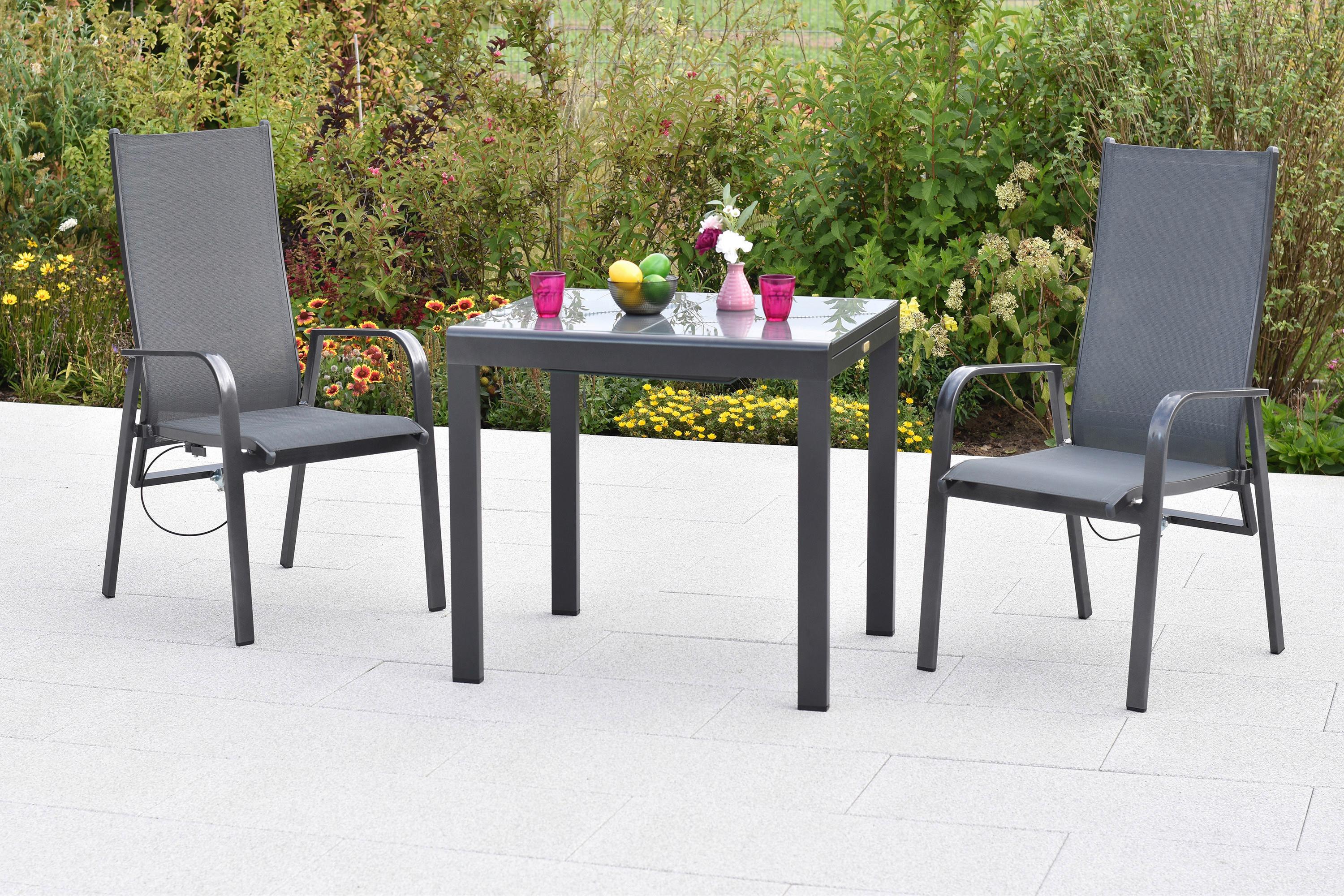 GARTENSESSEL ALASSIO - Graphitfarben/Grau, MODERN, Textil/Metall (56/109,5/76cm) - Gardenson