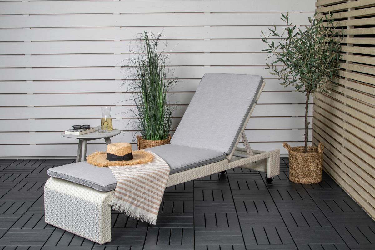 Sonnenliege London ca. 60x32x196 cm Weiß - Weiß, KONVENTIONELL, Kunststoff (60/32/196cm) - Gardenson