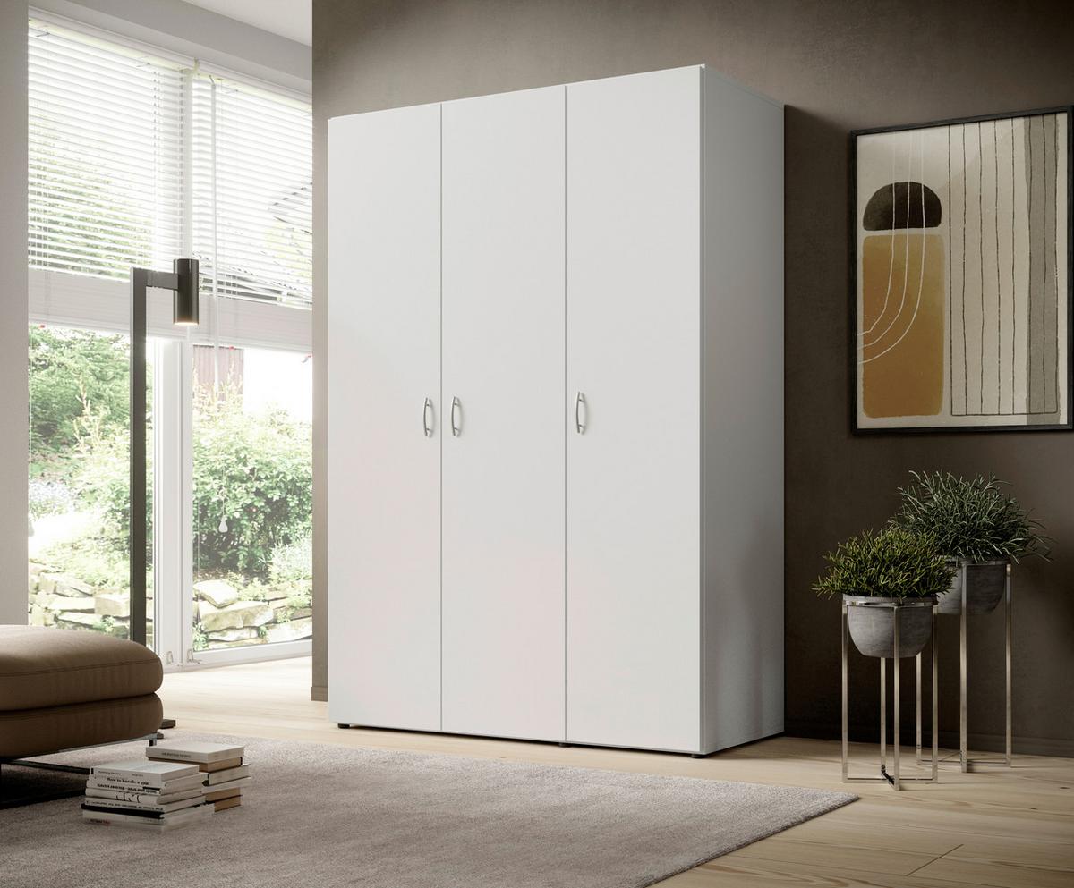 Kleiderschrank Joe Weiß - Weiss/Alufarben, Konventionell, Holzwerkstoff/Kunststoff (121/177/51cm) - Based