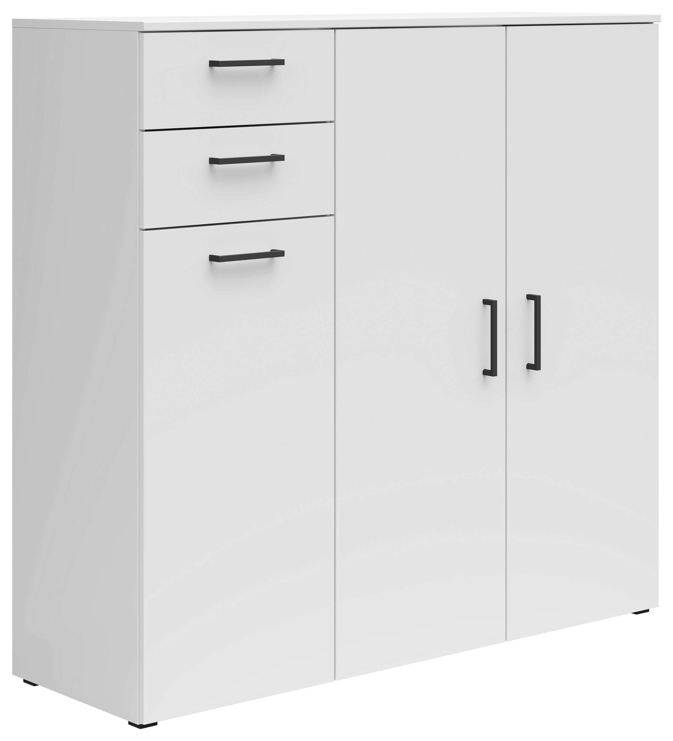 Kommode Multistauraum Weiß - Anthrazit/Schwarz, MODERN, Holzwerkstoff/Kunststoff (120/115/40cm) - Mömax