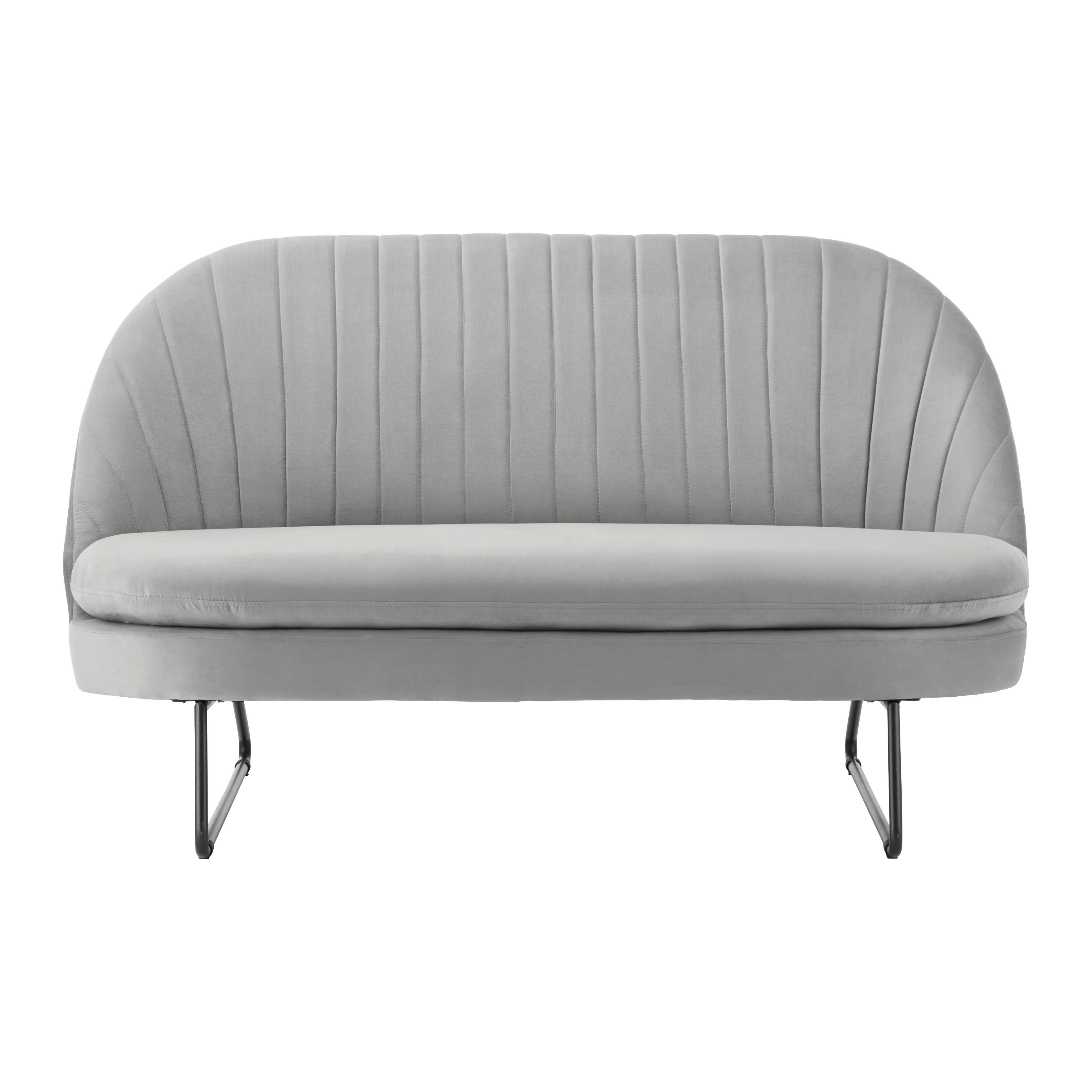 TWEEZITSSOFA LUIGI - Lichtgrijs/Zwart, Modern, Hout/Textiel (146/85/82cm) - Bessagi Home