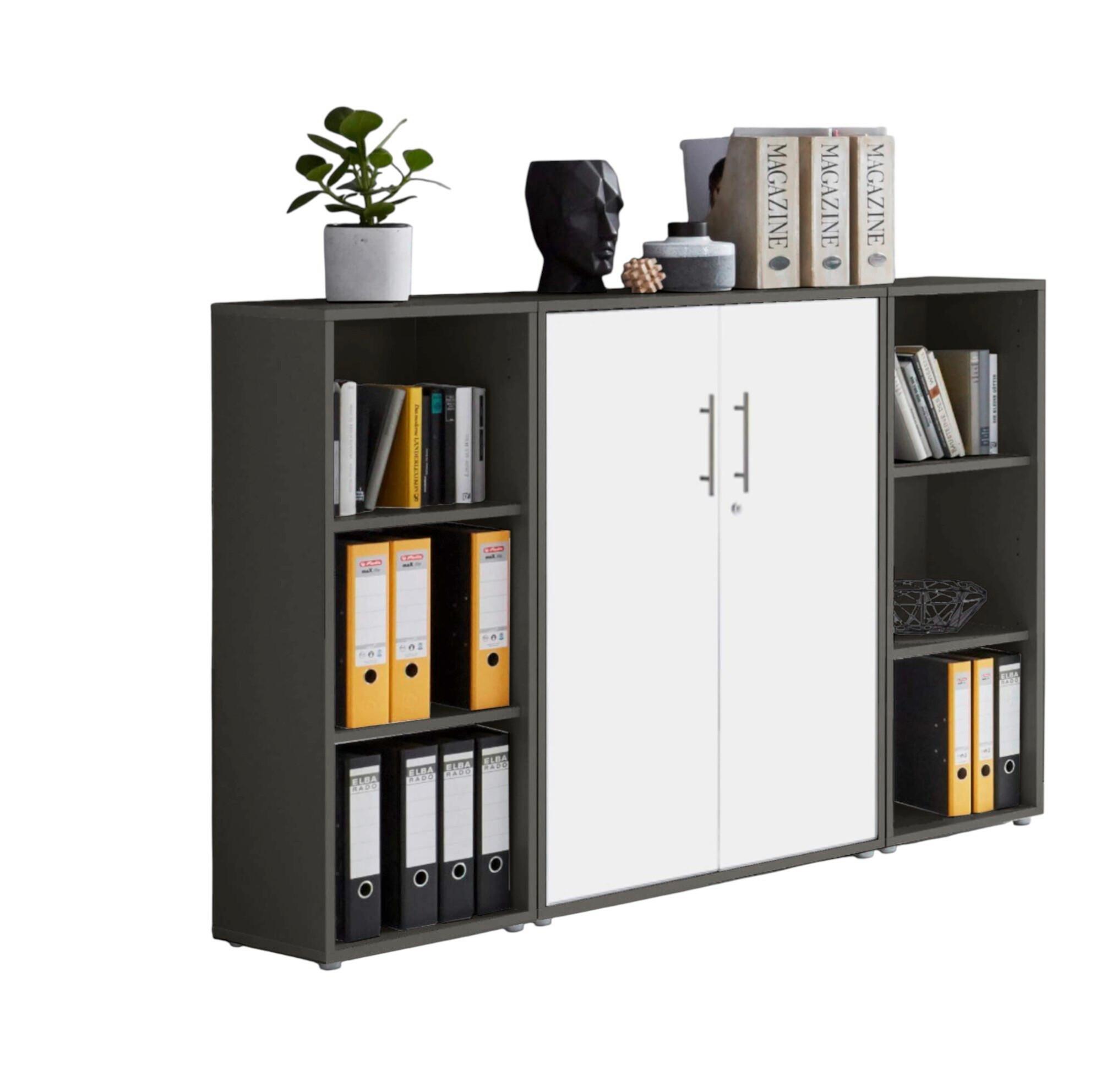AKTENSCHRANK OFFICE EDITION - SW SET 2 - Anthrazit/Weiß, MODERN, Holzwerkstoff (172,6/113,6/33cm) - MID.YOU