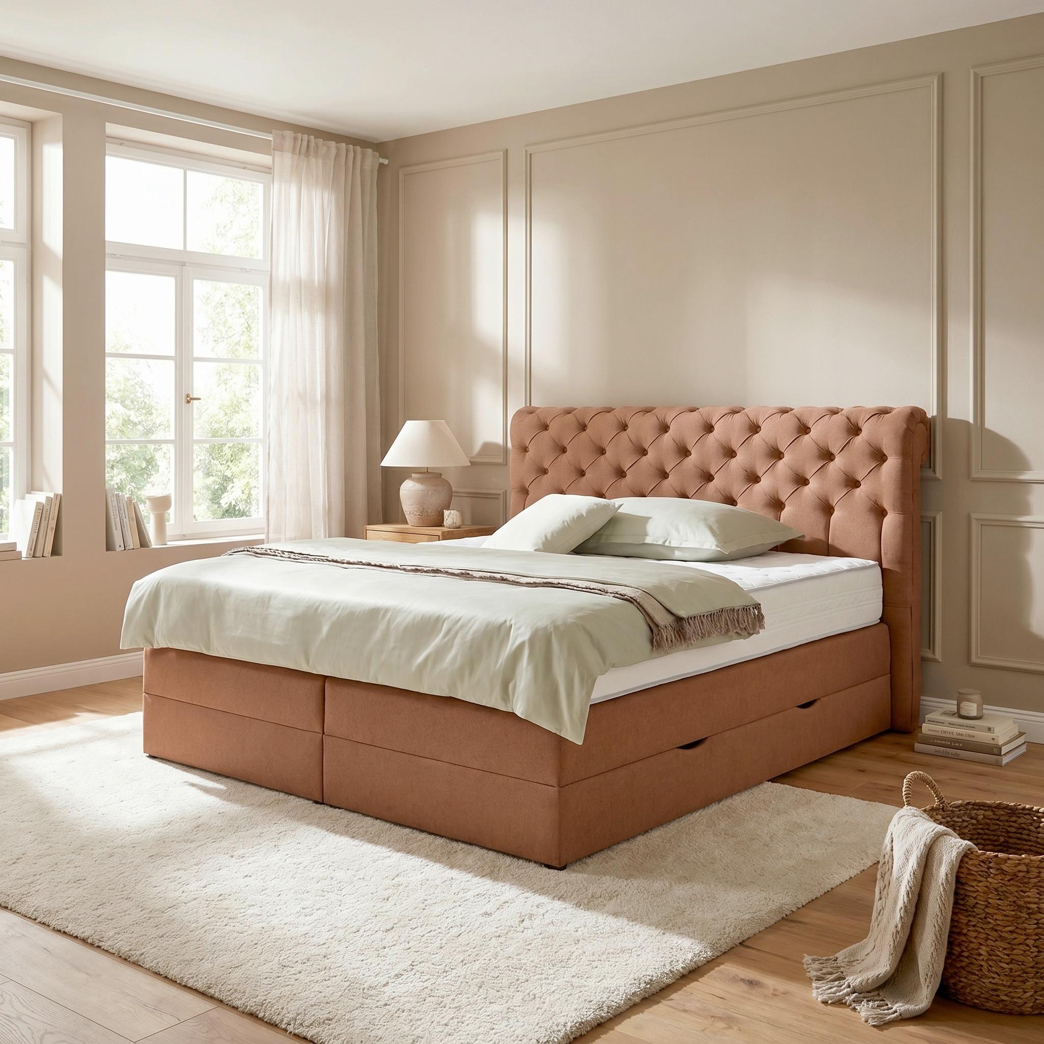 Boxspringbett Belano Rostfarben ca. 160x200cm - Rostfarben, KONVENTIONELL, Holz/Holzwerkstoff (160/200cm) - Premium Living