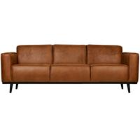 3-SITZER-SOFA Statement Cognac B: 230cm - Cognac/Schwarz, Design, Leder/Holz (230/77/93cm) - Livetastic