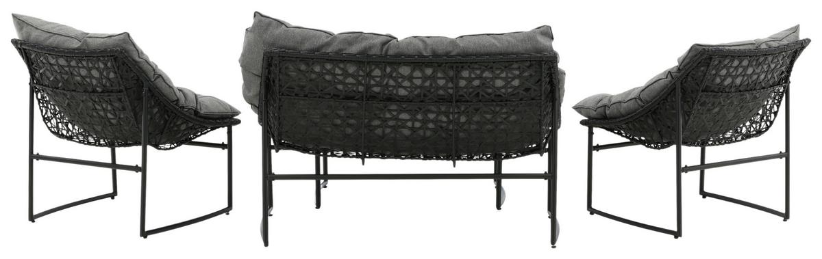 Loungegarnitur Tina 4-tlg. Grau/Schwarz - Schwarz/Grau, KONVENTIONELL, Kunststoff/Textil - Gardenson