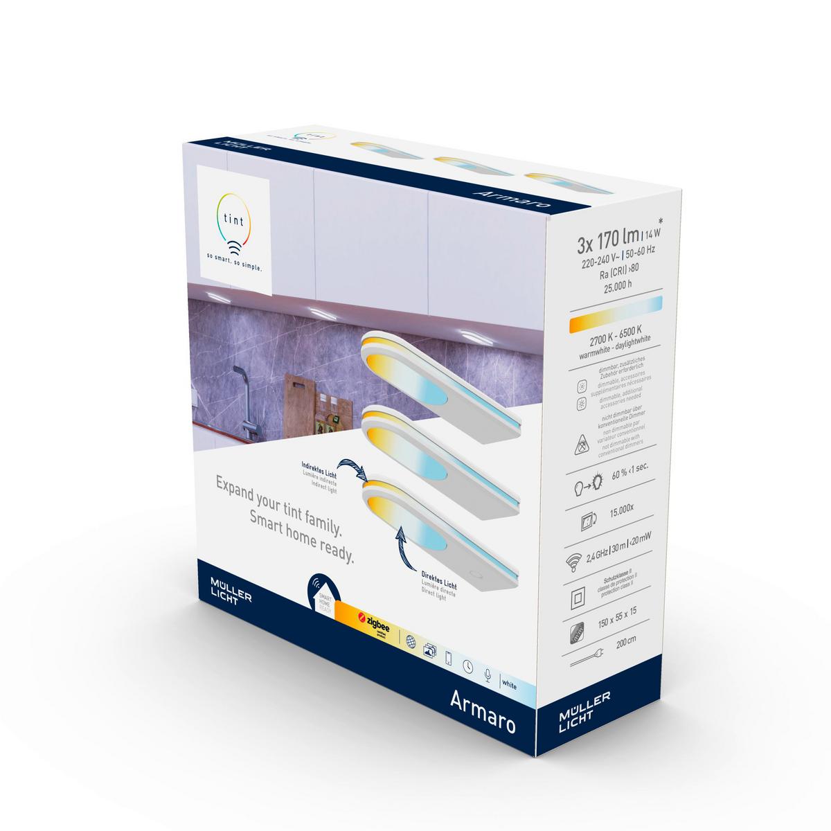 ZESTAW LAMP PODSZAFKOWYCH 404031 TINT SMART LED UNTERB. - biały, Basics, tworzywo sztuczne (5,5/1,5/15cm) - Tint