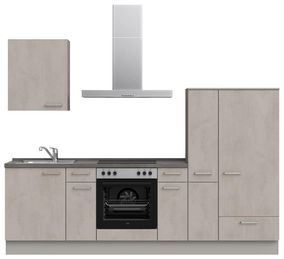 Küchenblock Riva Low m. Geräten Grau - Schieferfarben/Edelstahlfarben, MODERN, Holzwerkstoff/Metall (270cm) - Nobilia