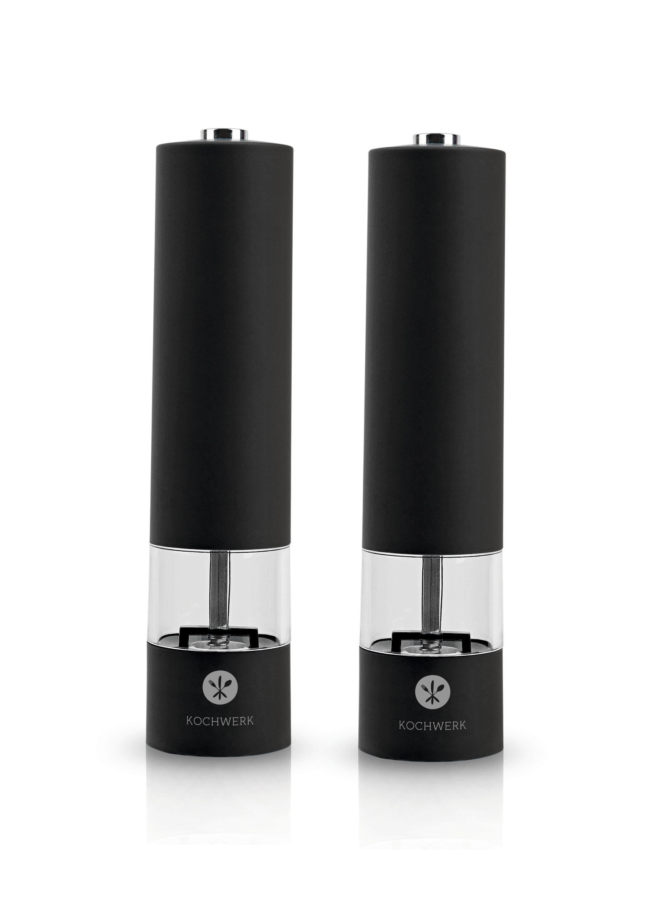 Elektr. Salz-/Pfeffermühle Kochwerk in Schwarz - Schwarz, Basics, Kunststoff (14/26cm)